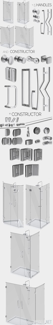 3d-модель Угловые кабины и набор ручек