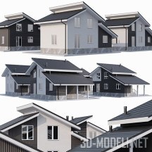 3d-модель Частный дом с вариациями отделки фасадов
