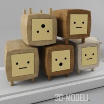 3d-модель Деревянные ящички со смайликами