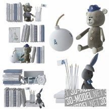 3d-модель Декоративный набор с книгами и игрушками