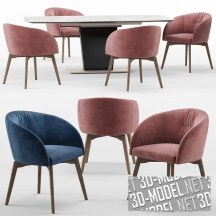 3d-модель Стол Athos и стулья Rosie от calligaris connubia