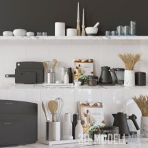 3d-модель Набор с черной и белой посудой