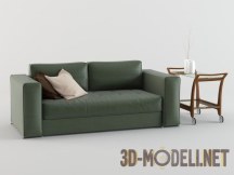 Зеленый диван с сервировочным столиком
