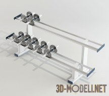 3d-модель Двойная горизонтальная стойка для гантелей