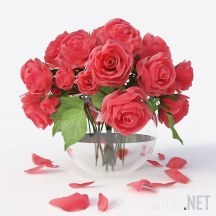 3d-модель Алые розы в круглой вазе
