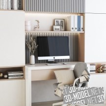 3d-модель Мебельная композиция c офисным стулом LANGFJALL