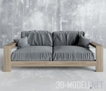 3d-модель Серый диван в скандинавском стиле