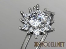 3d-модель Серебряное кольцо с бриллиантами