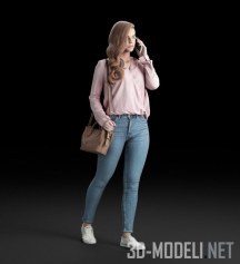 Девушка в джинсах с телефоном (3D-Scan)