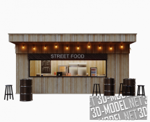 3d-модель Уличное кафе с бочками-столами