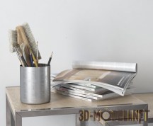 3d-модель Декор для интерьера: журналы, карандаши, кисти