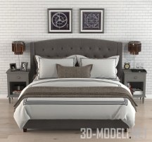 3d-модель Кровать RH Warner Tufted