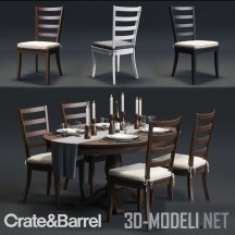 3d-модель Стол с сервировкой и стулья Harper Crate & Barrel