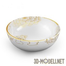 3d-модель Белая круглая керамическая раковина с росписью «Spexi s-rk-01»
