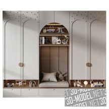 3d-модель Мебельная стена с декором