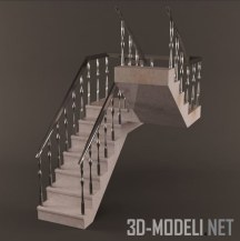 3d-модель Лестница с металлическими перилами