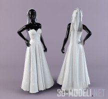 3d-модель Черный манекен в свадебном платье