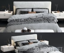 Кровать Minotti Andersen со скамейкой и декором
