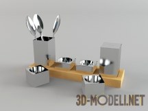 3d-модель Кухонный набор для специй и столовых приборов