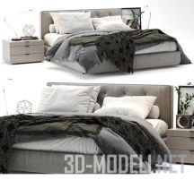 3d-модель Кровать с черным пледом