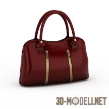3d-модель Красная сумка с золотыми замками