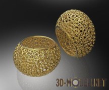 3d-модель Женское кольцо из золотых колечек