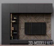 3d-модель Темная мебель для TV-зоны