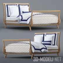 3d-модель Кровать Avalon от Serena & Lily, с постельным бельем Beach Club Border