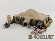 3d-модель Армейские бараки low-poly