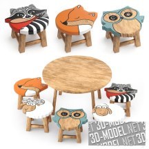 3d-модель Детская мебель с животными