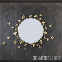 Мягкие панели с зеркалом и декором «Чайки»