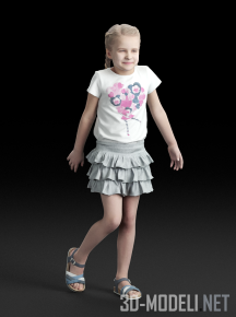 3d-модель Маленькая девочка в платье и сандалиях