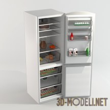 Современный холодильник с набором продуктов
