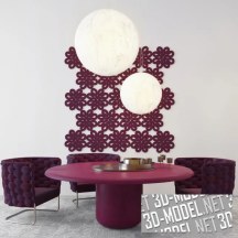 3d-модель Мебельный сет от Paola Lenti с подвесом Davide Groppi Moon