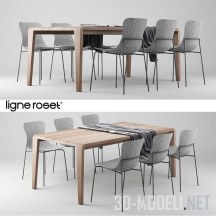 3d-модель Набор от Ligne Roset – стол Spirit of Forest и стул Ettoriano