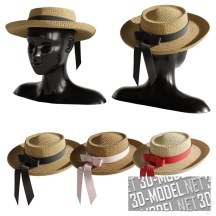 3d-модель Женские соломенные шляпки на манекенах