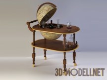 3d-модель Барный столик на колесиках, с глобусом