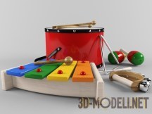 3d-модель Набор детских музыкальных инструментов