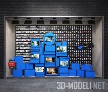 3d-модель Витрина с голубыми коробками