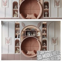 3d-модель Детская мебель с силуэтами зайцев