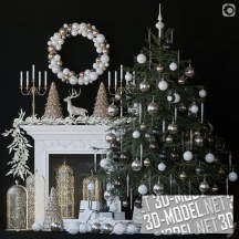 3d-модель Праздничная ель с подарками и декором