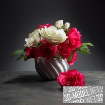 3d-модель Ваза с букетом роз