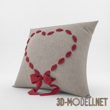 3d-модель Подушка с сердцем из ленты