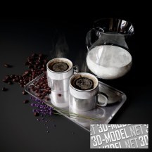 3d-модель Сет с молоком и горячим кофе