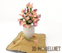 3d-модель Каллы в вазе на салфетке
