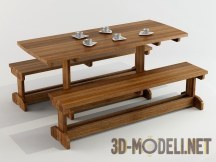 3d-модель Уличный стол с двумя лавками