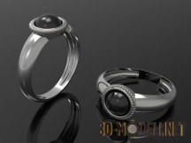 3d-модель Серебряное кольцо с черным камнем