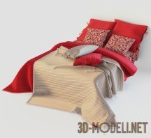 3d-модель Постельное белье в красно–бежевом сочетании