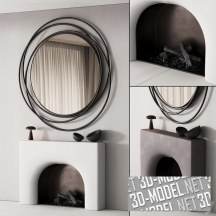 3d-модель Декоративный каминный портал, настенное зеркало и декор