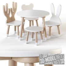 3d-модель Smile Artwood стол и стулья для детской